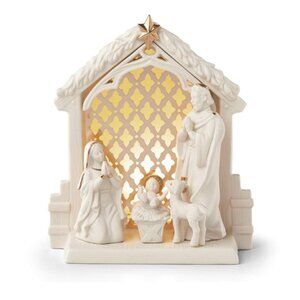 NEW Lenox Porcelain Illuminations Lit Nativity Scene 24KT accents